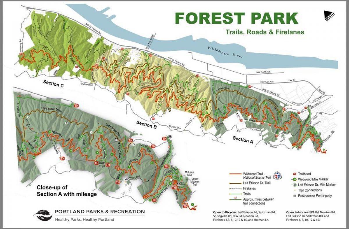 Forest Park kart Портланд